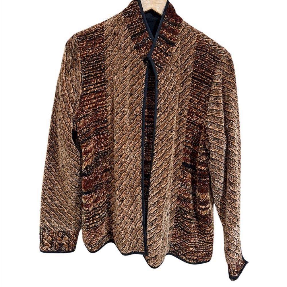 Laura Fisher Bonvallet Textured Jacket Abstract Art Wear Tapestry Open Front